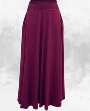 Dámská dlouhá na zem půlkolová úpletová sukně,purpurová